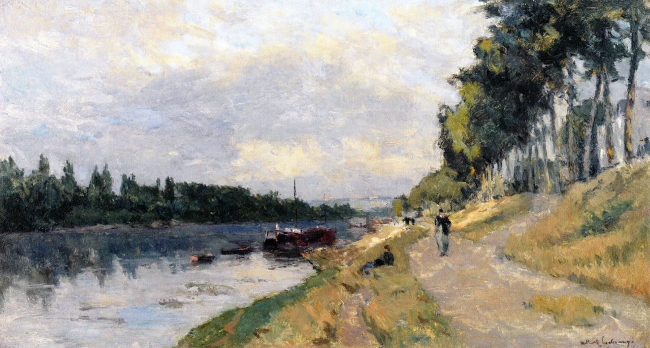 The Banks of the Seine at Puteaux, vintage artwork by Albert Lebourg, 12x8" (A4) Poster