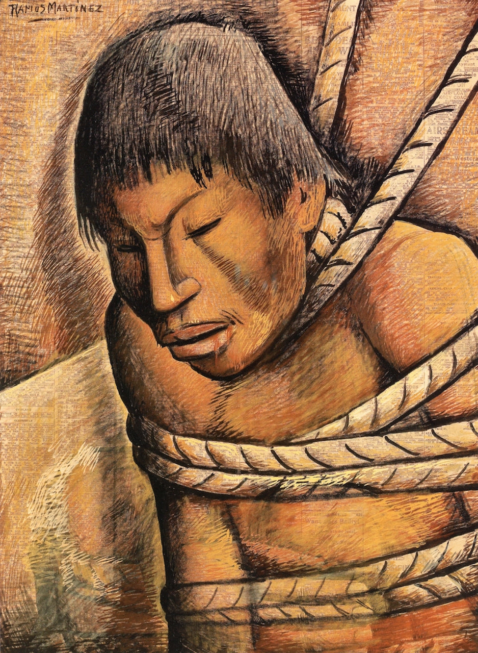 Cautiverio de la Guerra, vintage artwork by Alfredo Ramos Martinez, 12x8" (A4) Poster