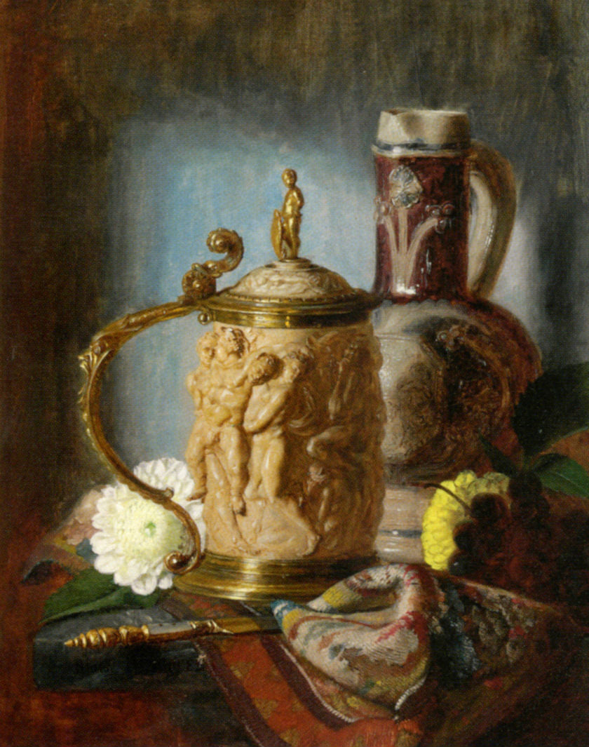 The Ivory Tankard, vintage artwork by Blaise Alexandre Desgoffe, 12x8" (A4) Poster