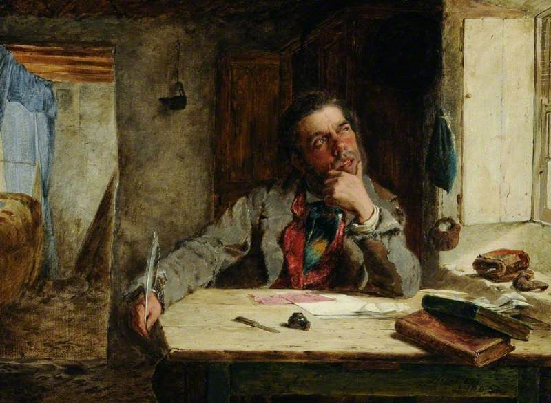 Collecting His Thoughts, vintage artwork by Erskine Nicol, 12x8" (A4) Poster