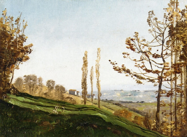 Landscape with Three Poplars, vintage artwork by Paul-Camille Guigou, 12x8" (A4) Poster