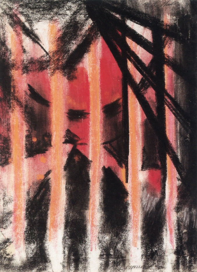 Orange Bars, vintage artwork by Joseph Stella, 12x8" (A4) Poster