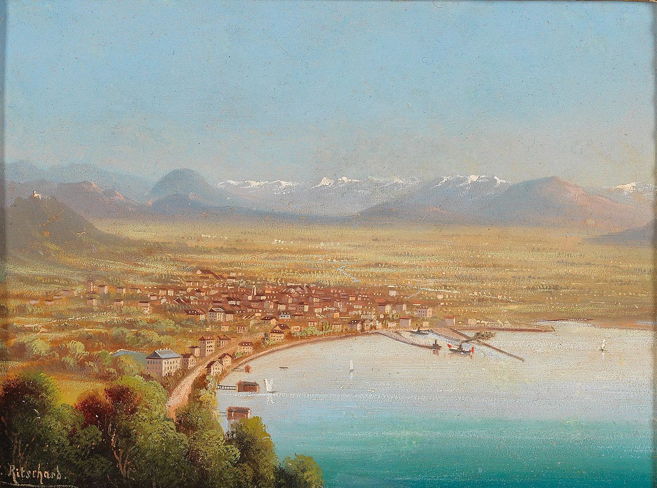 View of Bregenz, vintage artwork by Hubert Sattler, A3 (16x12") Poster Print
