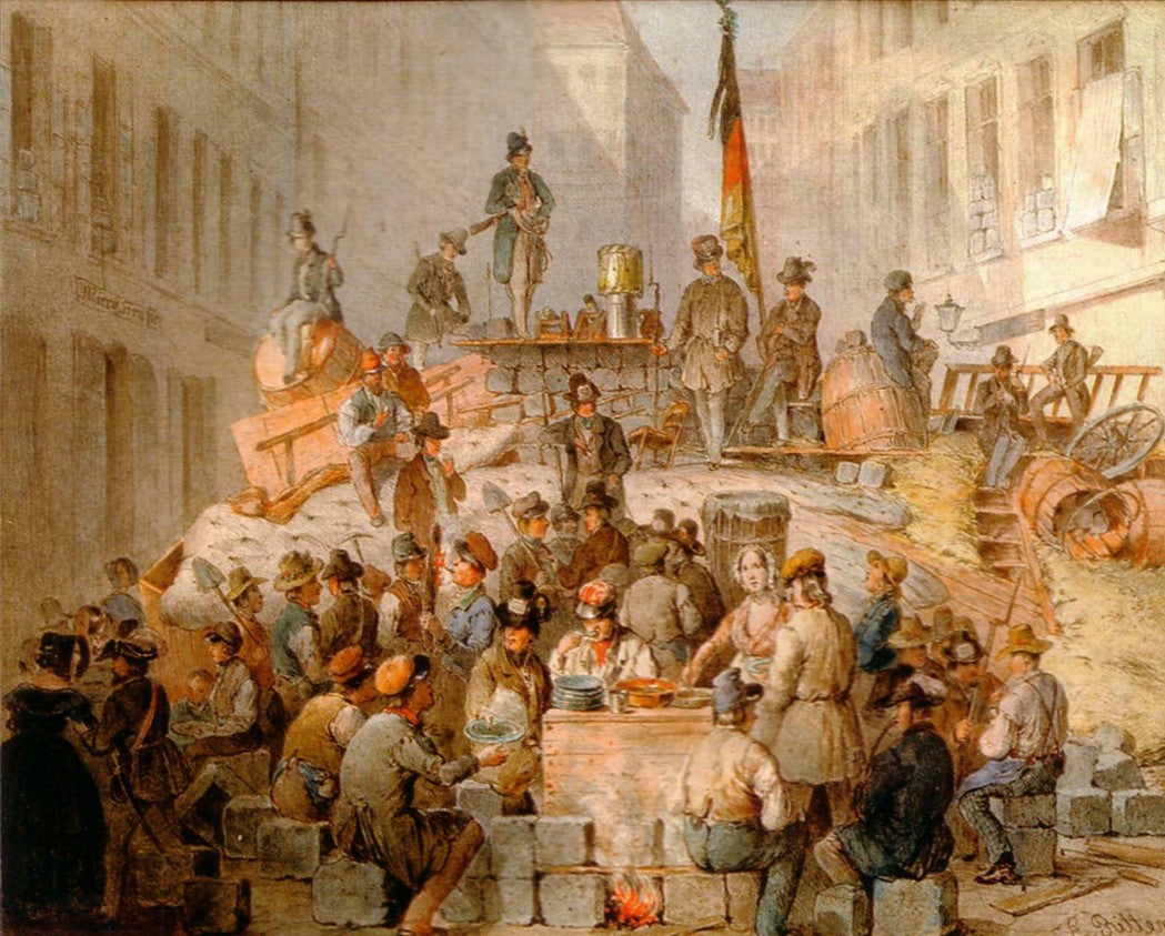 March-Riots 1848 in Vienna, vintage artwork by Eduard Ritter, A3 (16x12") Poster Print