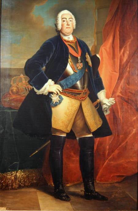 Portrait of August III of Saxony, vintage artwork by Louis de Silvestre, 12x8" (A4) Poster