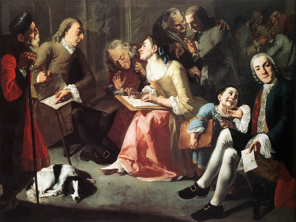 Painting lesson, vintage artwork by Gaspare Traversi, 12x8" (A4) Poster