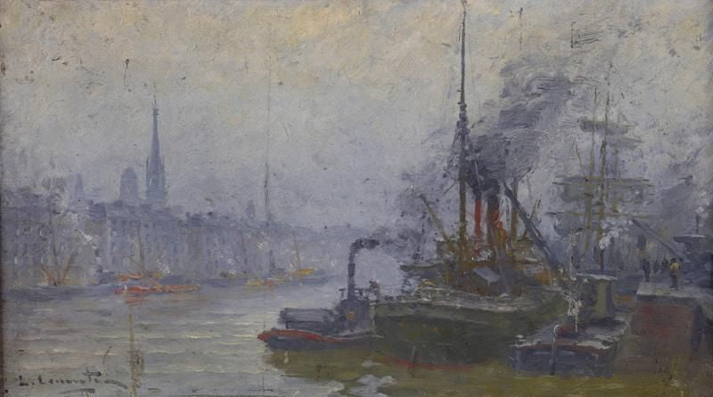 The Port of Rouen, vintage artwork by Leon-Jules Lemaître, 12x8" (A4) Poster
