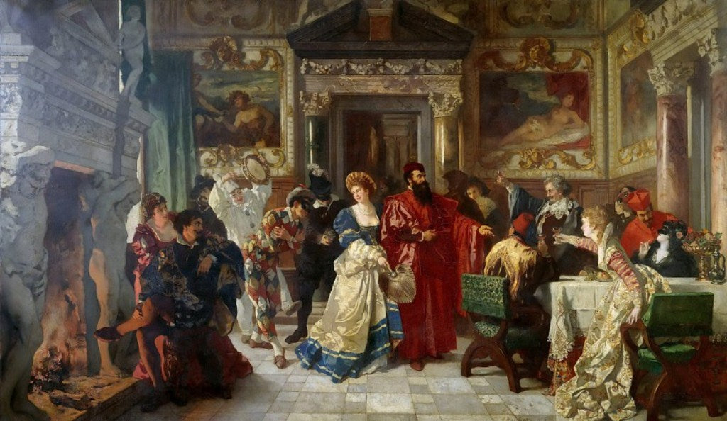 Scene of Venetian Carnival, vintage artwork by Carl Ludwig Friedrich Becker, A3 (16x12") Poster Print