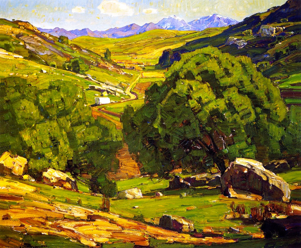 The Field Road, vintage artwork by William Wendt, 12x8" (A4) Poster