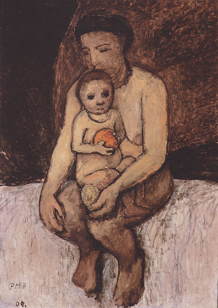 eated mother with child on her lap by Paula Modersohn-Becker,16x12(A3) Poster