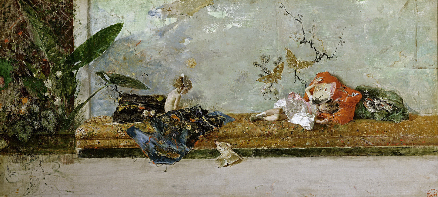 The Artist’s Sons in a Japanese Classroom, vintage artwork by Mariàno Fortuny y Marsal, 12x8" (A4) Poster