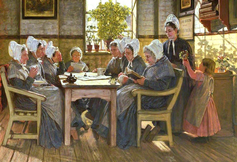 Chelsea Workhouse: A Bible Reading, vintage artwork by James Charles, 12x8" (A4) Poster