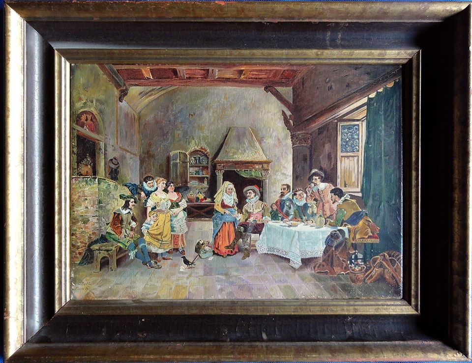 The Palm Reader, vintage artwork by Cesare Augusto Detti, 12x8" (A4) Poster