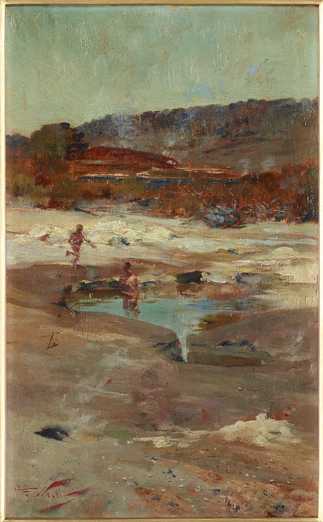 At Rotorua, vintage artwork by Girolamo Pieri Pecci Ballati Nerli, 12x8" (A4) Poster