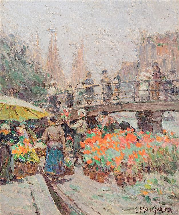 Flower Stand, vintage artwork by Luther Emerson Van Gorder, 12x8" (A4) Poster