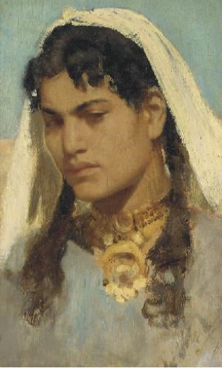 Study of an Arab Girl, vintage artwork by Francesco Paolo Michetti, 12x8" (A4) Poster