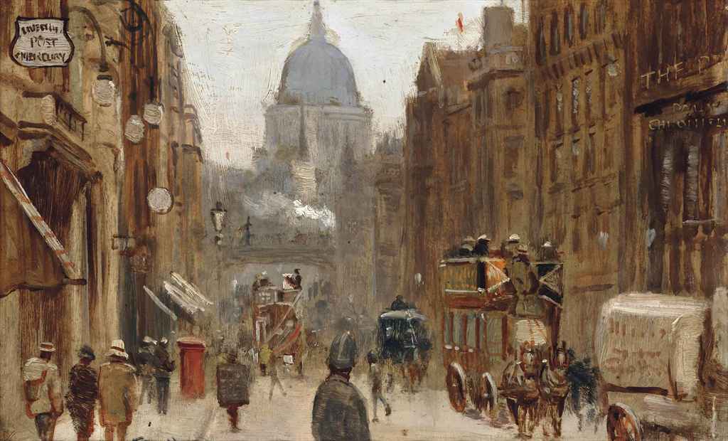 dral viewed from Fleet Street, London by George Hyde Pownall,16x12(A3) Poster