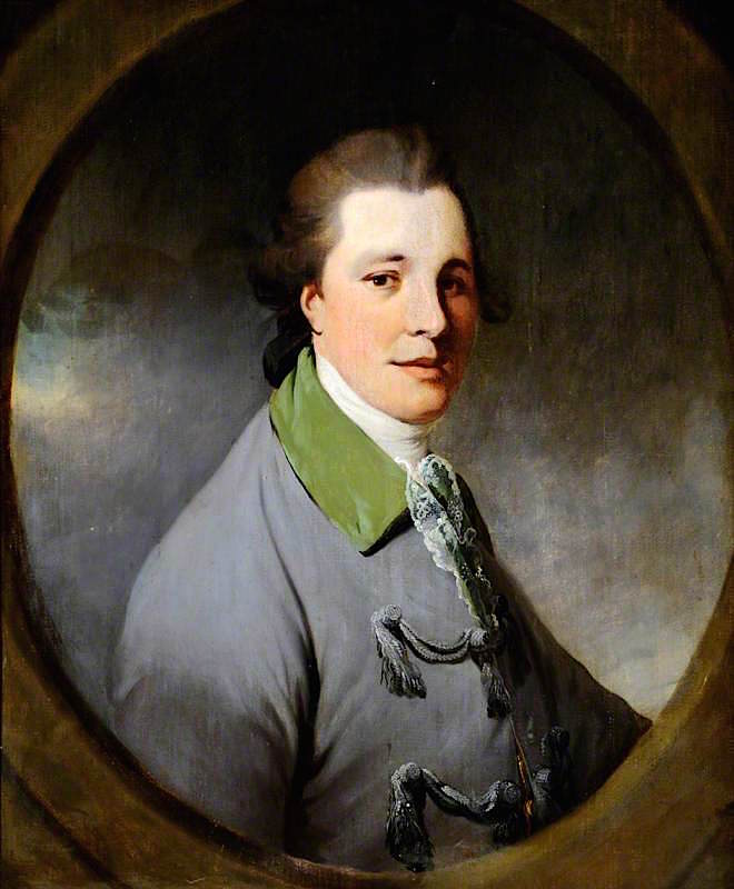 Portrait of an Unknown Young Gentleman in a Grey Coat with a Green Collar, vintage artwork by Mason Chamberlin the Elder, 12x8" (A4) Poster
