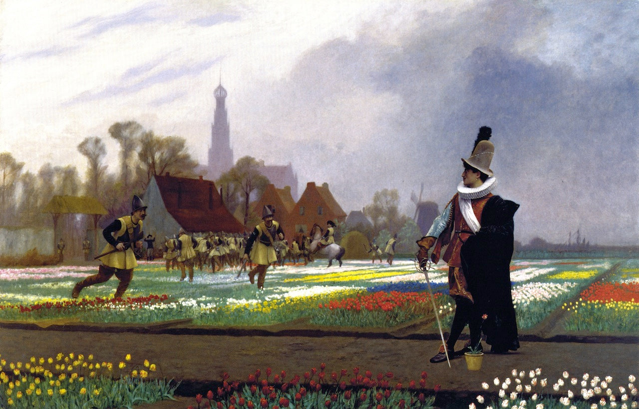 Duel among the Tulips, vintage artwork by Jean-Leon Gerôme, 12x8" (A4) Poster