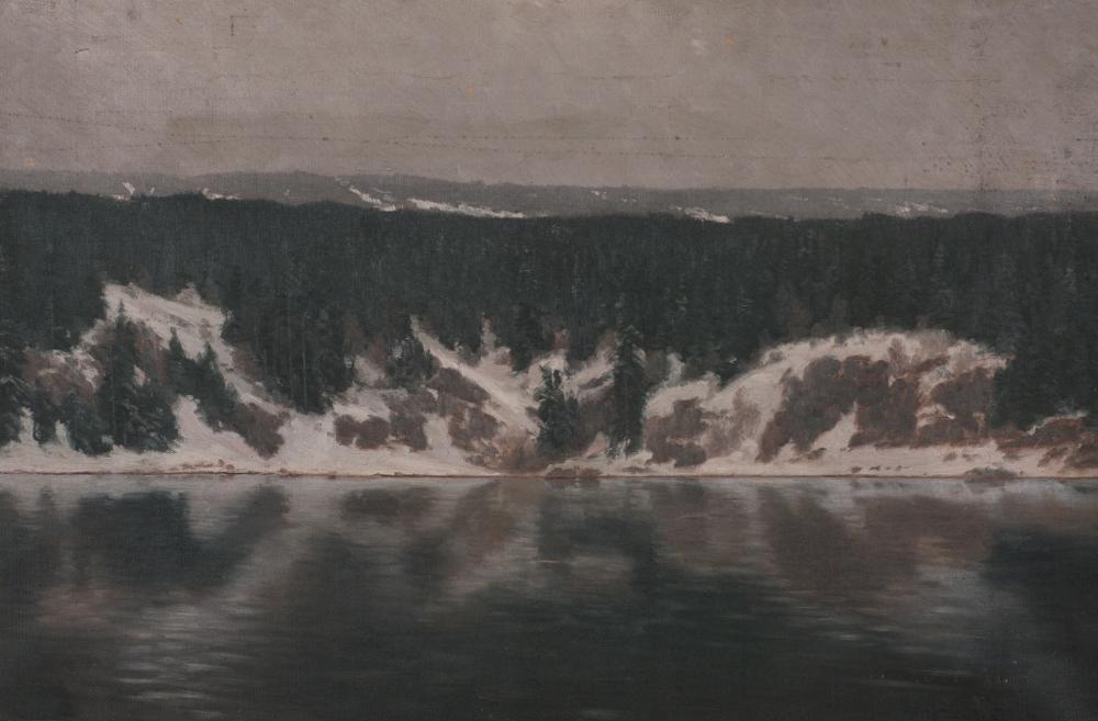 A Lake, vintage artwork by Nils Hansteen, 12x8" (A4) Poster