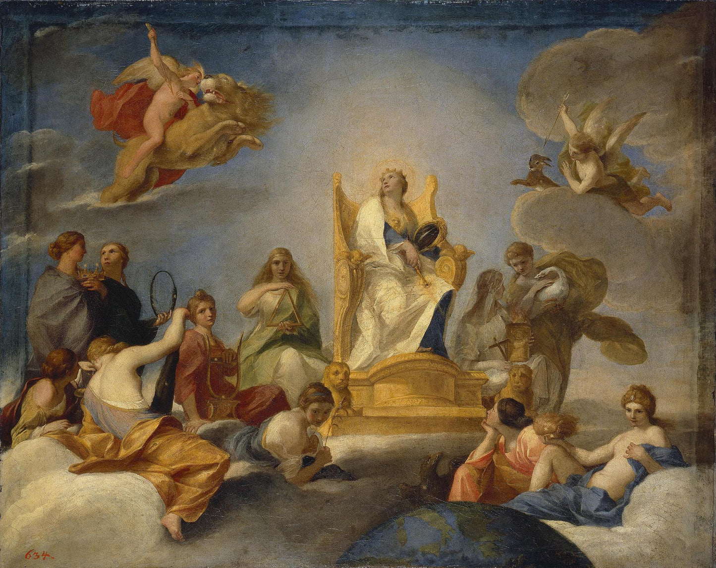 Triumph of Wisdom (Divina Sapienza), vintage artwork by Andrea Sacchi, 12x8" (A4) Poster