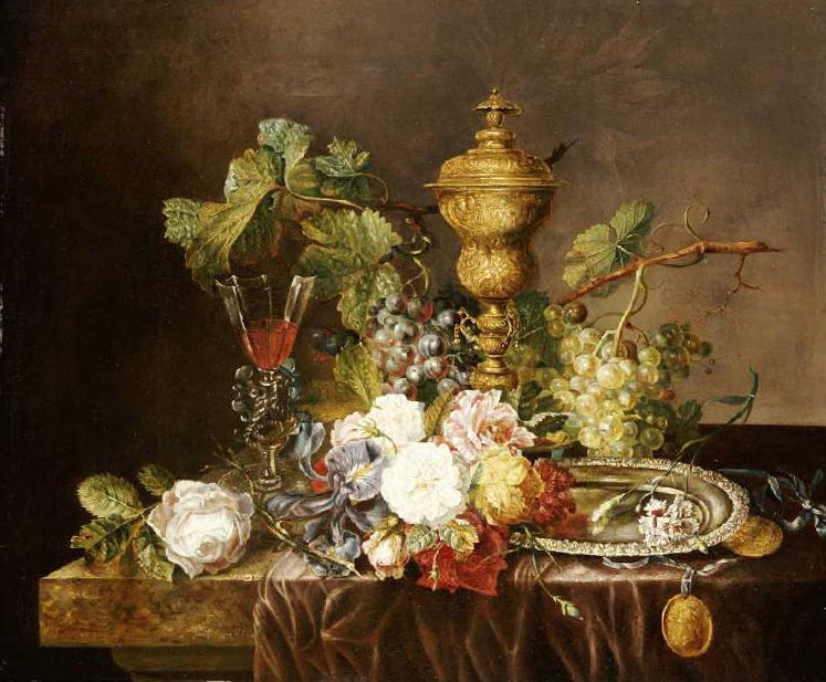 Floral still life with a silver-gilt cup by Emily Stannard,16x12(A3) Poster