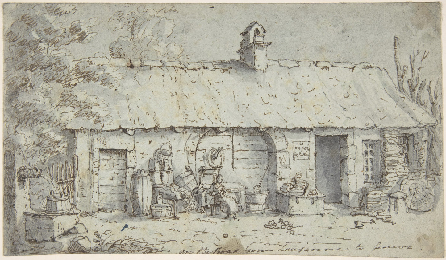 Cottage on the Road from Lausanne to Geneva, vintage artwork by Attributed to Joseph Farington, R.A., 12x8" (A4) Poster