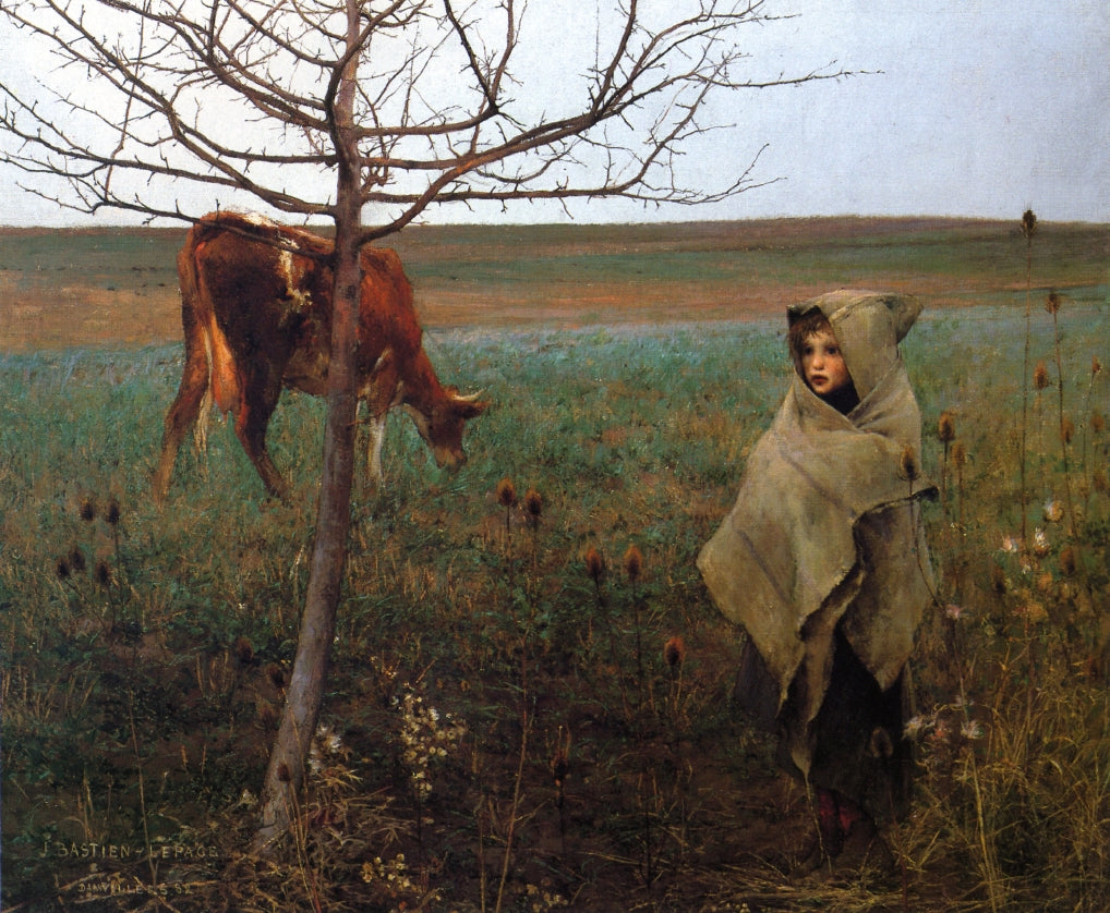 La Pauvre Fauvrette, vintage artwork by Jules Bastien-Lepage, 12x8" (A4) Poster