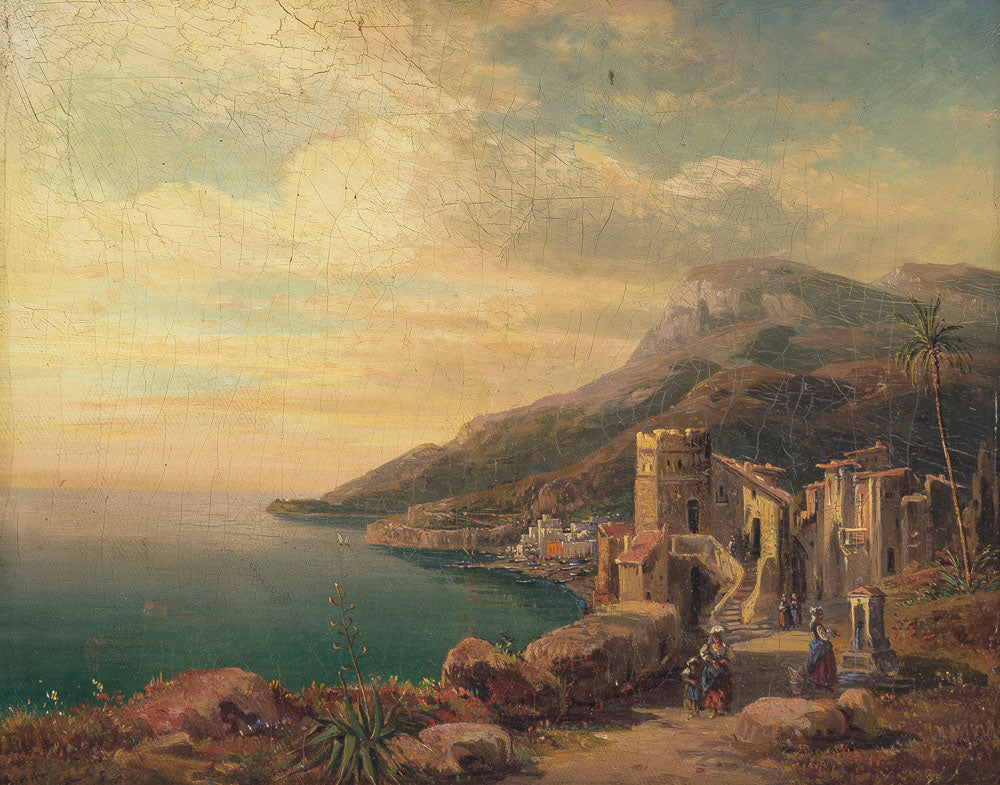 A Coastal Landscape, vintage artwork by Thomas Ender, A3 (16x12") Poster Print