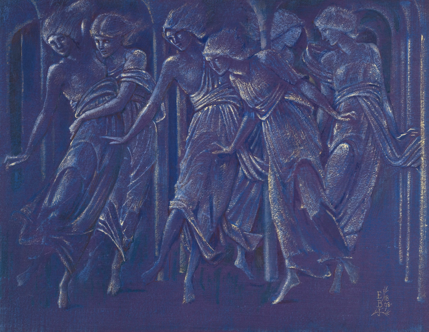 Dancing Girls, vintage artwork by Sir Edward Burne-Jones, 12x8" (A4) Poster