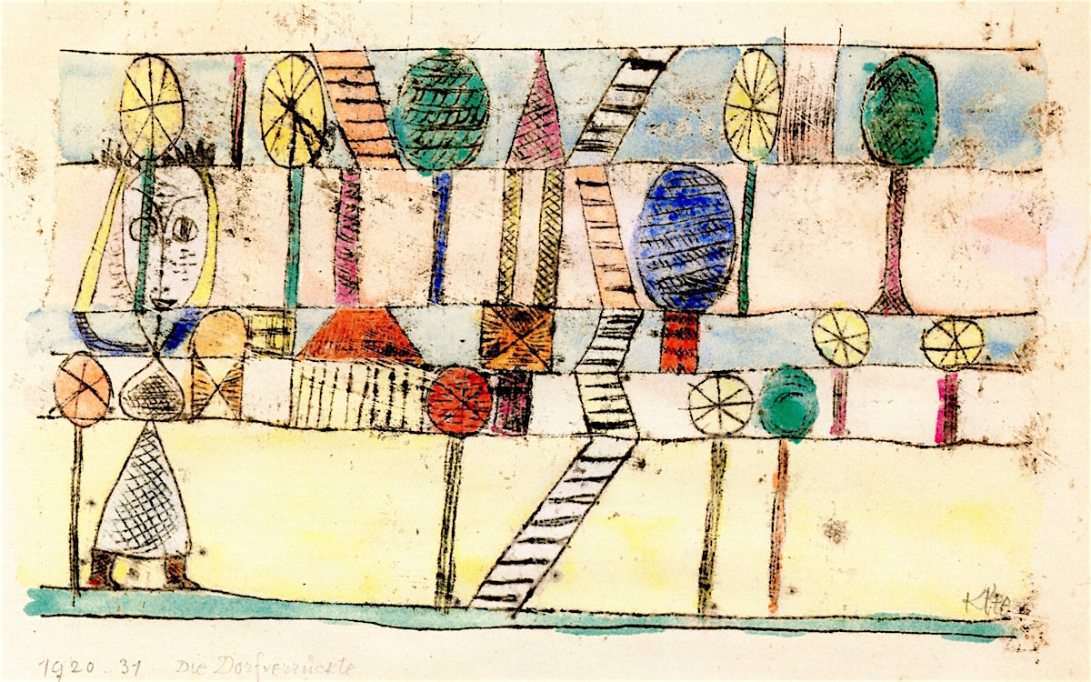 The Crazy Village, vintage artwork by Paul Klee, 12x8" (A4) Poster