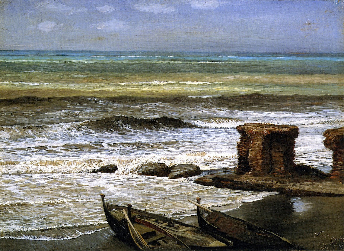 Waves at Palo, vintage artwork by Elihu Vedder, 12x8" (A4) Poster
