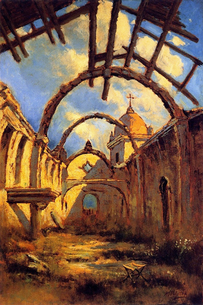 Inside the Ruins of Carmel Mission by Manuel Valencia,A3(16x12")Poster