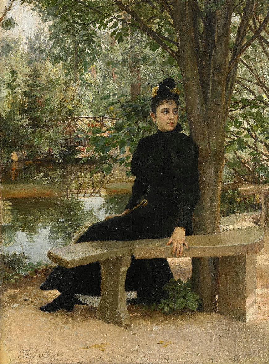 by the Pond, vintage artwork by Nikolai Bodarevsky, 12x8" (A4) Poster