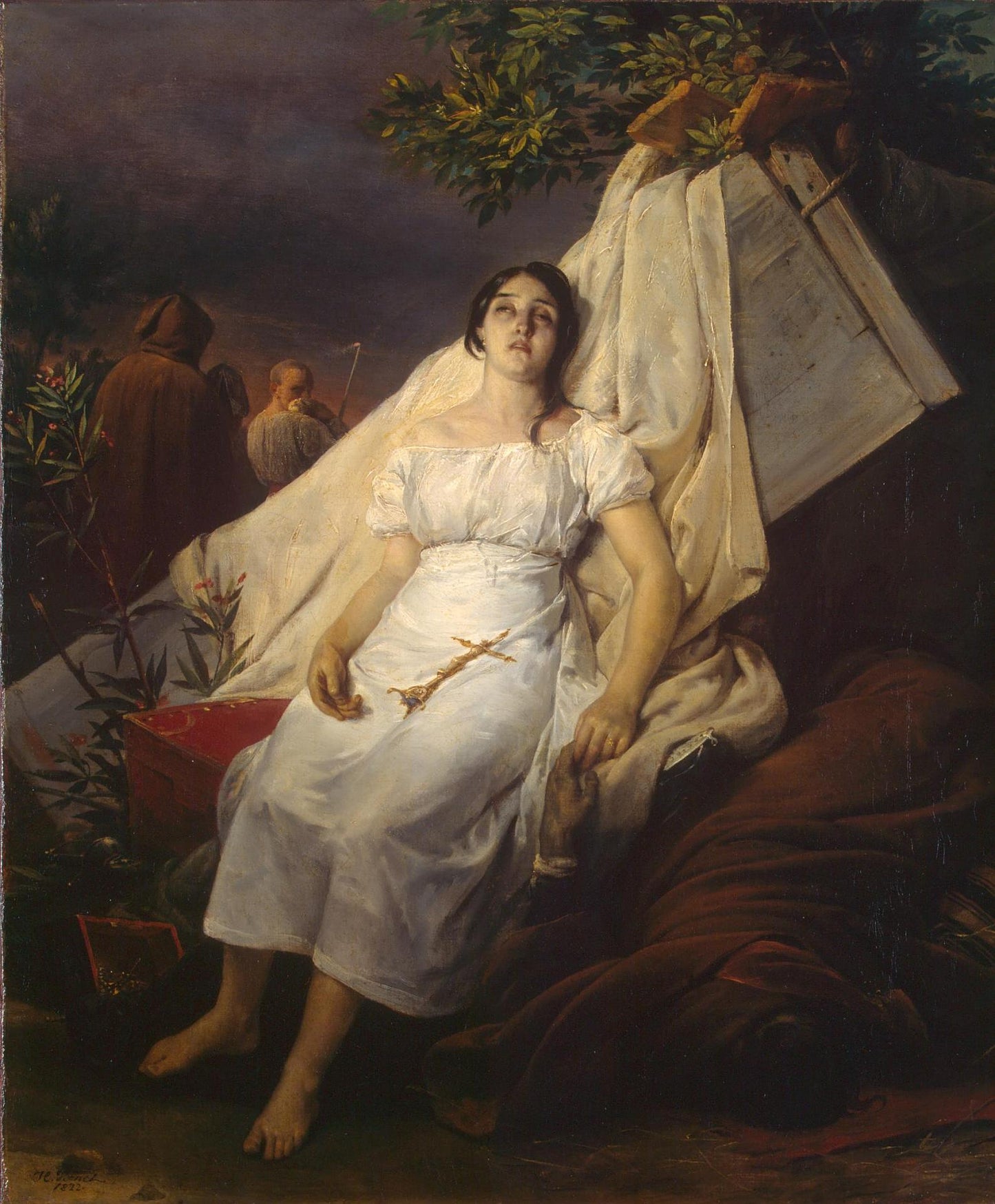 Plague in Barcelona, vintage artwork by Horace Vernet, A3 (16x12") Poster Print