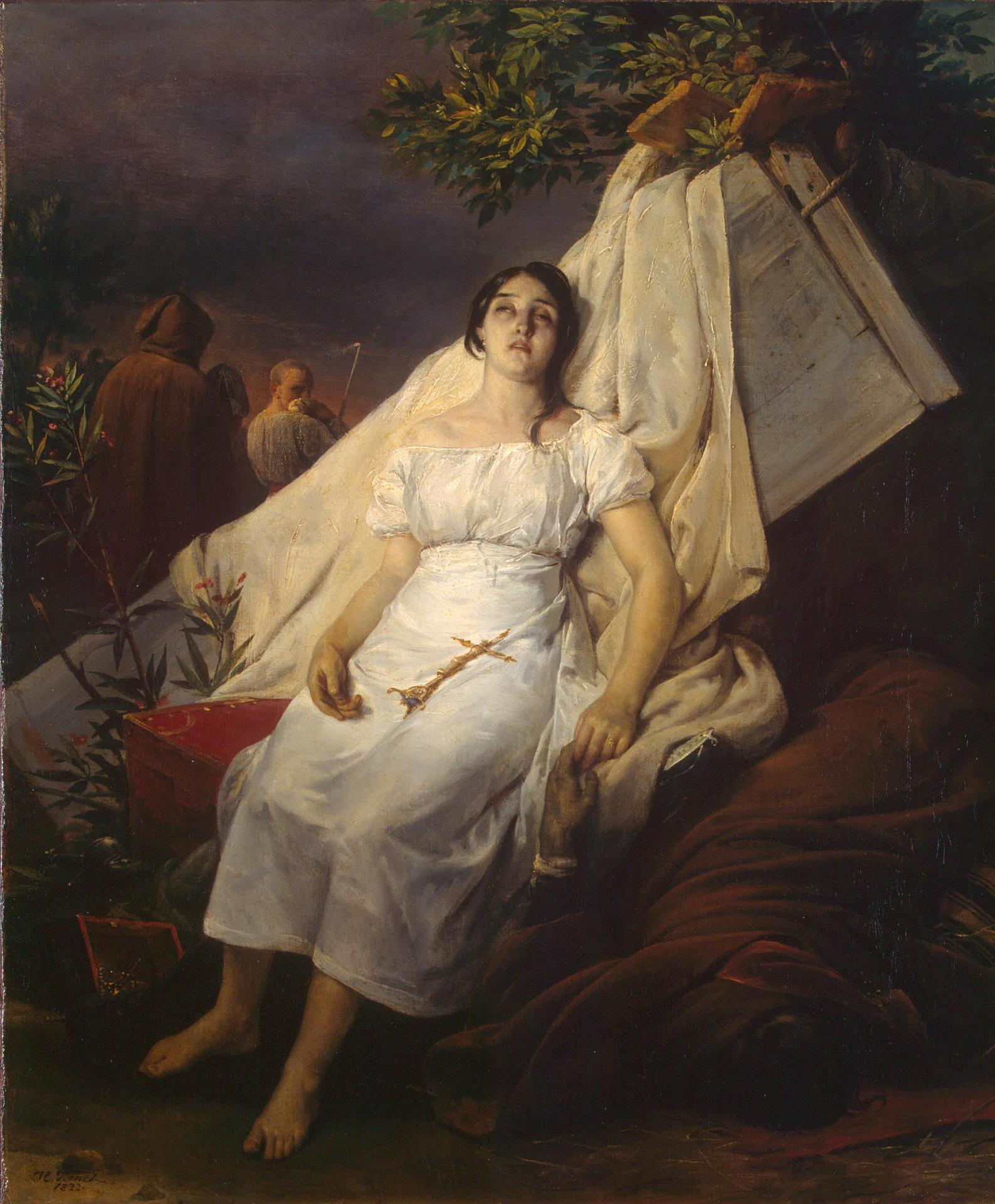 Plague in Barcelona, vintage artwork by Horace Vernet, A3 (16x12") Poster Print