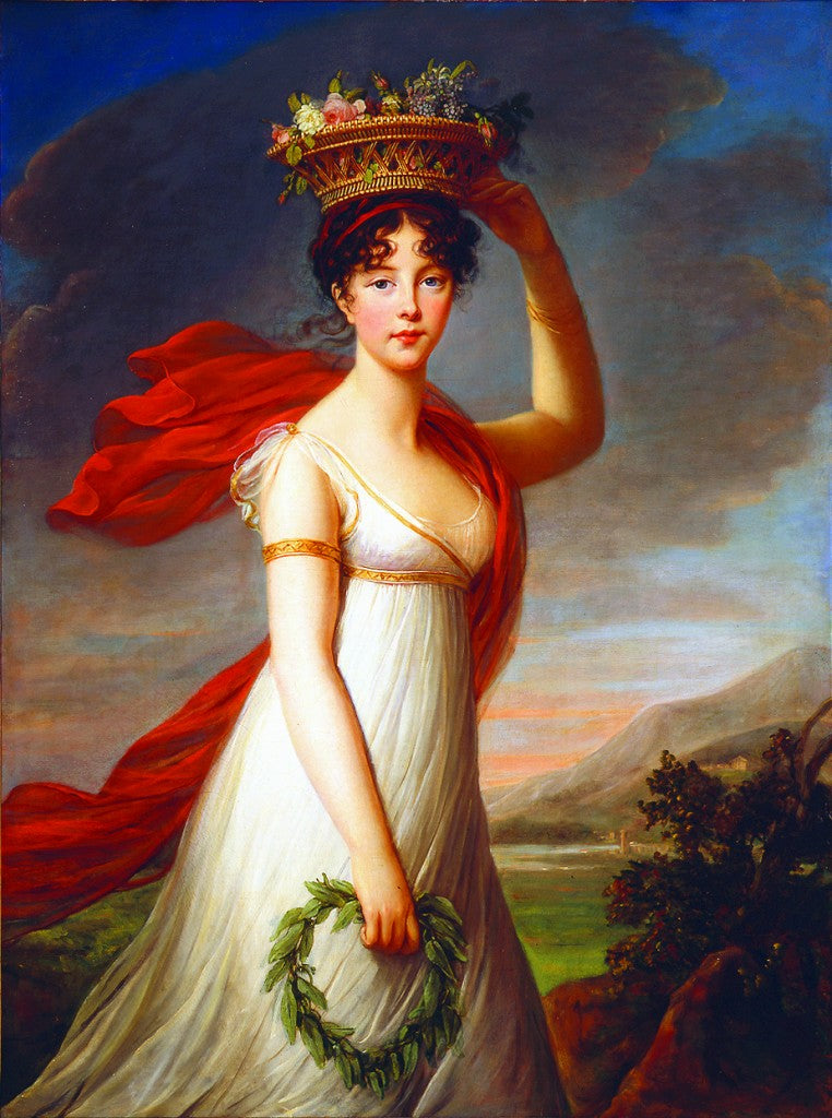 Julie Nigris as Flora, Roman Goddess of Flowers, vintage artwork by Élisabeth Vigee-Lebrun, 12x8" (A4) Poster