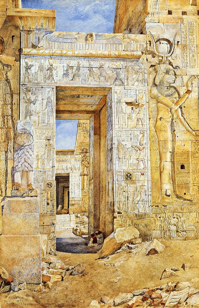 Portal of Nectanebus, Philae, vintage artwork by Henry Roderick Newman, 12x8" (A4) Poster