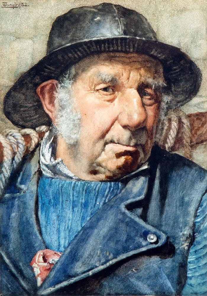 The Old Salt, vintage artwork by Walter Langley, R. I., 12x8" (A4) Poster