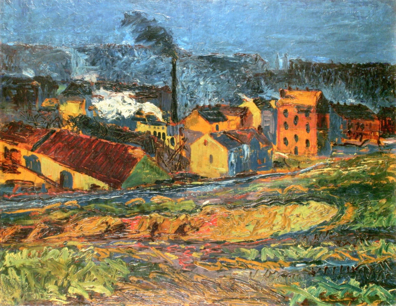 City Outskirts, vintage artwork by Bohumil Kubišta, 12x8" (A4) Poster