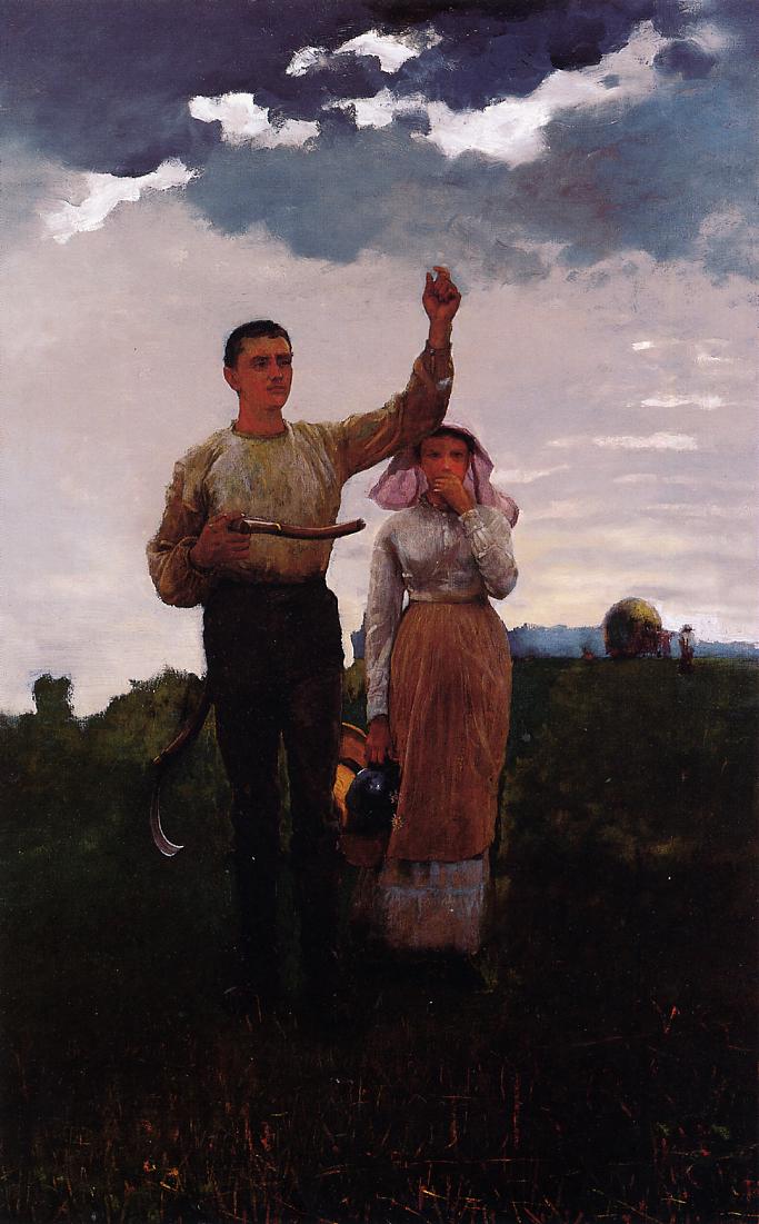 Answering the Horn, vintage artwork by Winslow Homer, 12x8" (A4) Poster