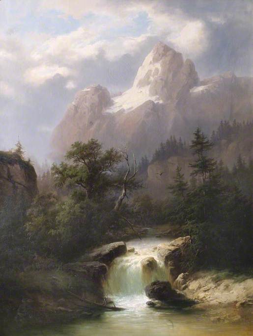 The Wetterhorn, Switzerland, vintage artwork by Attributed to Alexandre Calame, A3 (16x12") Poster Print
