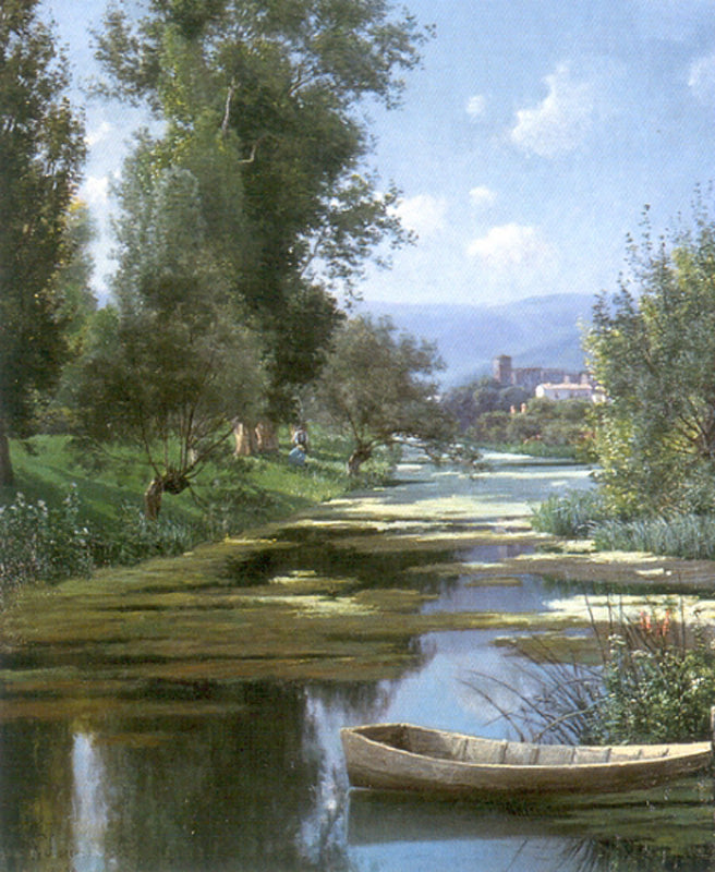 The Row Boat, vintage artwork by Gustave Karcher, 12x8" (A4) Poster