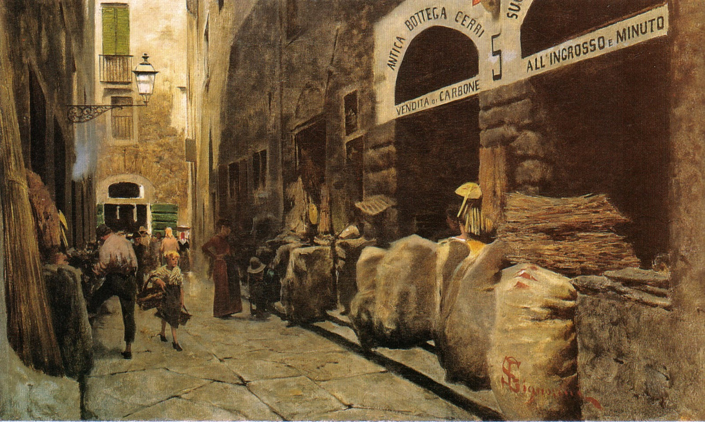 Via del Fuoco, vintage artwork by Telemaco Signorini, 12x8" (A4) Poster