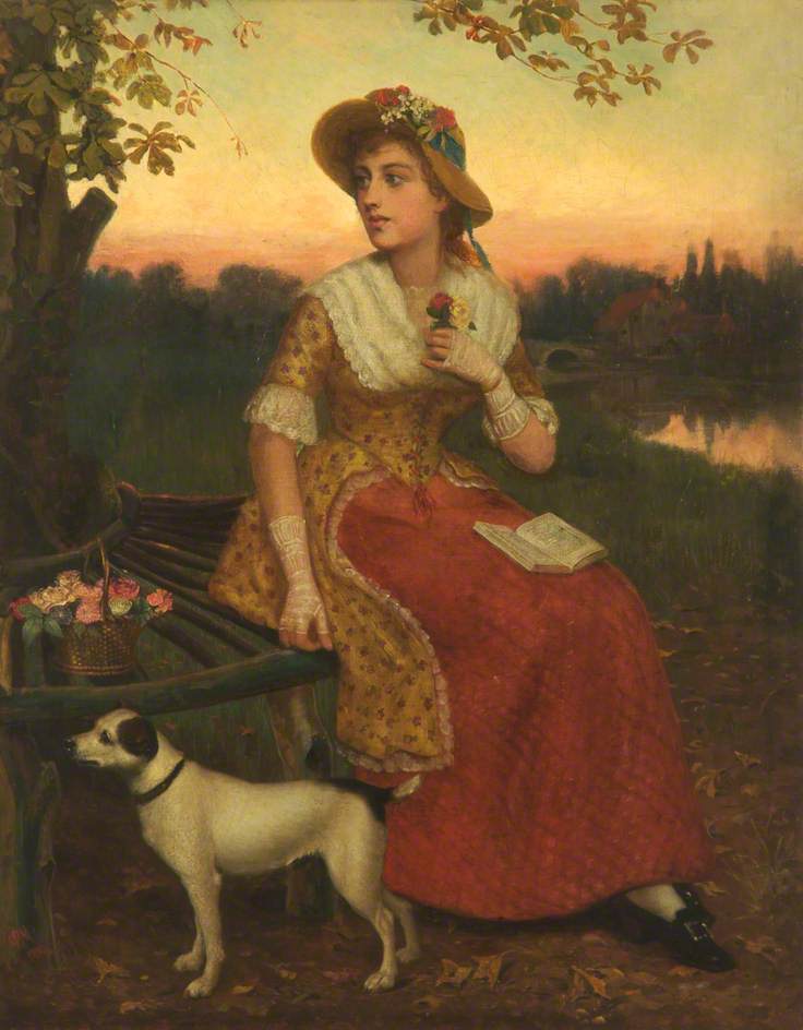 Lady and a Dog, vintage artwork by Phillip Richard Morris, 12x8" (A4) Poster