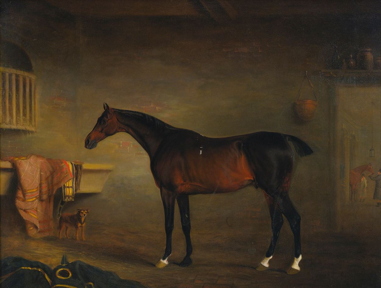 The Bay Easton in His Stable, vintage artwork by John E. Ferneley, Sr, 12x8" (A4) Poster