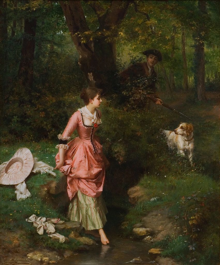 Crossing a Brook, vintage artwork by Emile Pierre Metzmacher, A3 (16x12") Poster Print