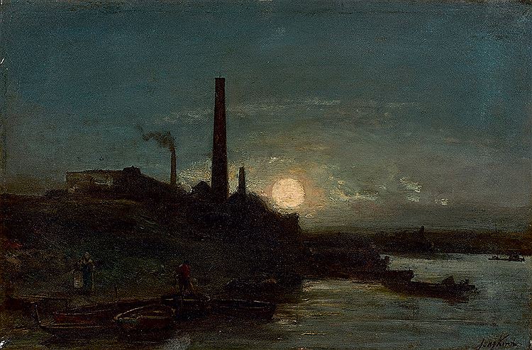 Edge of the Seine in the Moonlight, vintage artwork by Johan Barthold Jongkind, A3 (16x12") Poster Print