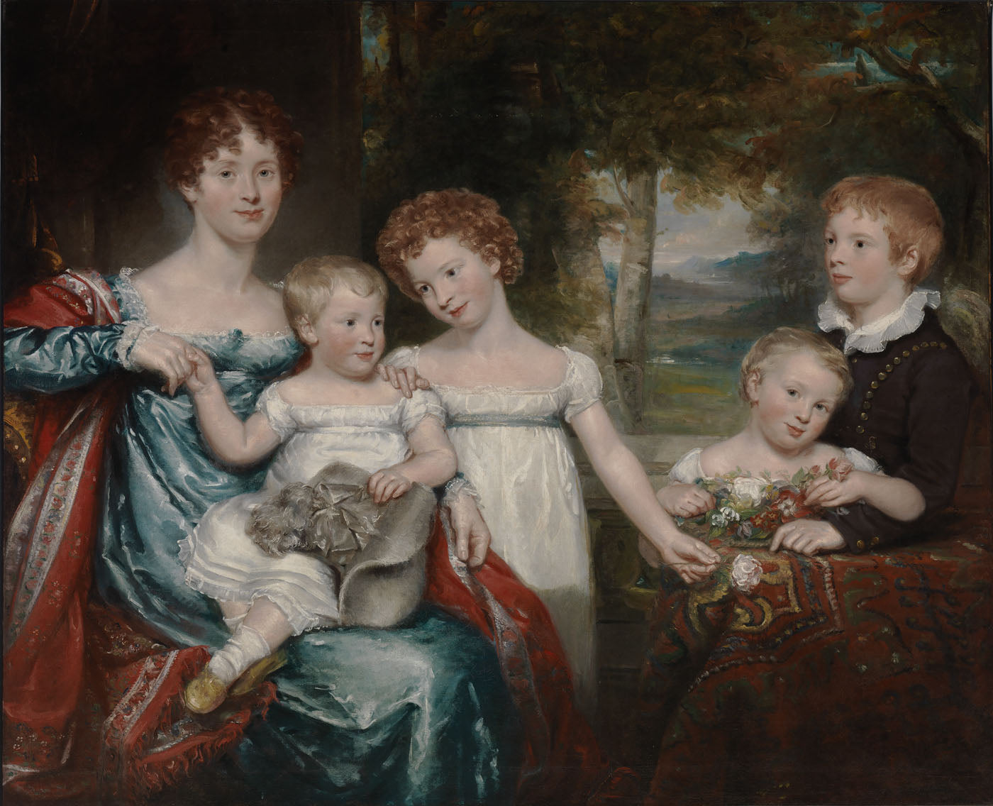Mrs Hawkins and Family, vintage artwork by British School 19th Century - Unknown, A3 (16x12") Poster Print
