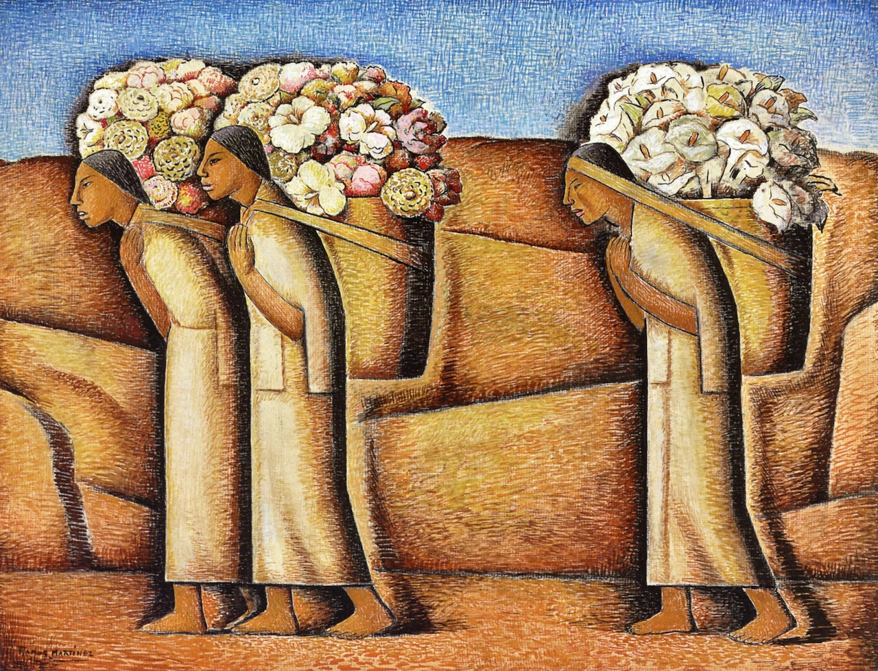 Cerca de Ixmiquilpan, vintage artwork by Alfredo Ramos Martinez, 12x8" (A4) Poster